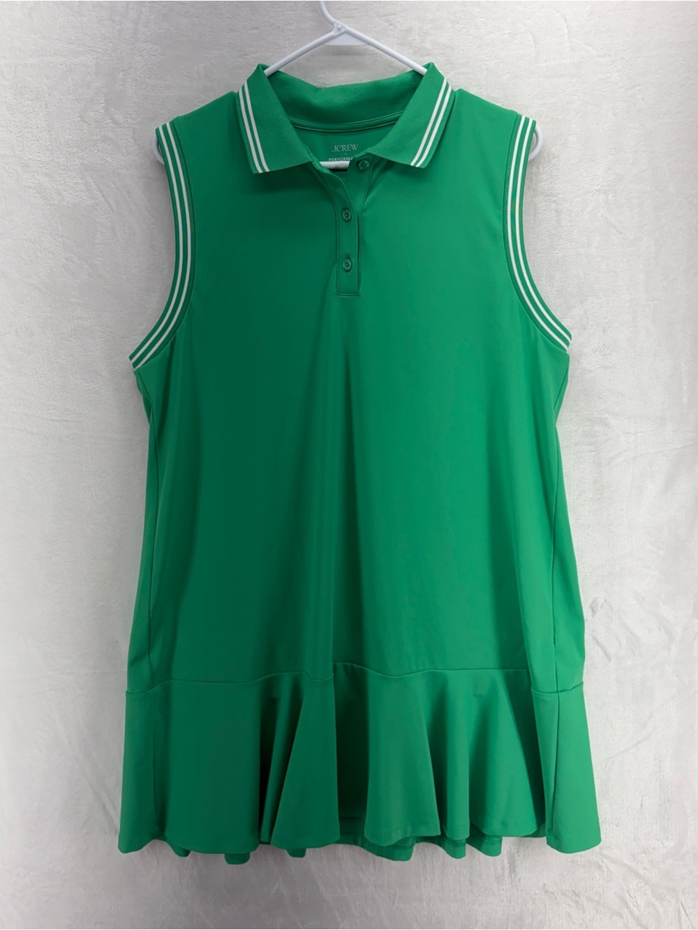 J. Crew Bright Green Sleeveless Polo Dress with Ruffle Hem